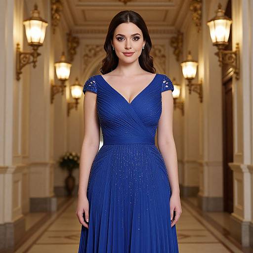 Elegant Woman in Royal Blue Gown