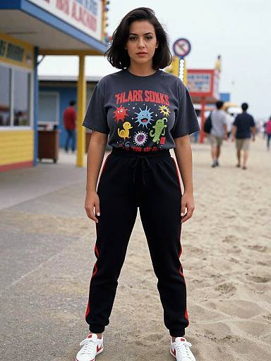 Photograph of a confident woman with dark hair in a black 