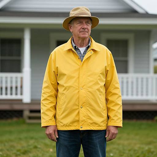 Man in Yellow Fisherman Outfit