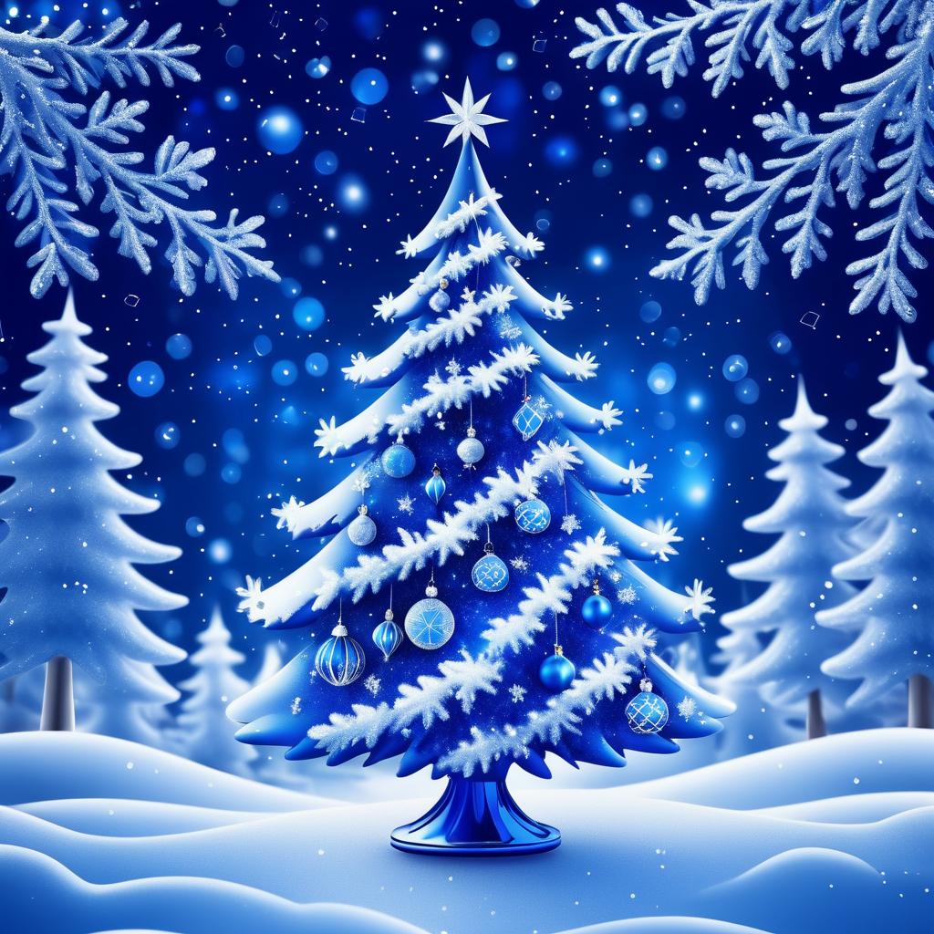 Enchanted Royal Blue Christmas Tree Art