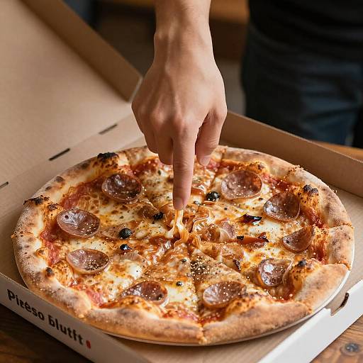 Realistic Hand Pointing at Pizza Masterpiece