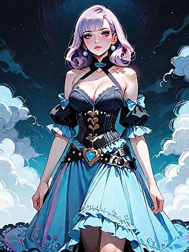 Dark Fantasy Girl in Corset Halter Dress