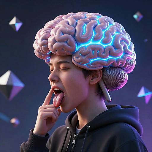 Neon Brain Mewing Portrait