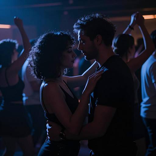 Intimate Dance in a Vibrant Club Scene