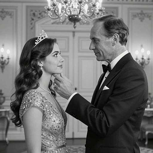 Elegant Black-and-White Portrait of Couple