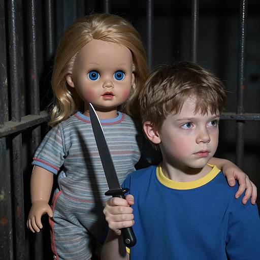 Sinister Doll and Children in Darkness