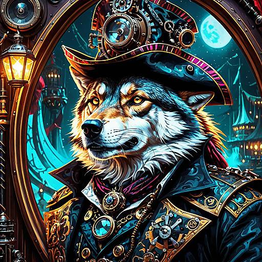 Steampunk Wolf Pirate Portrait