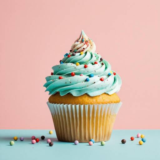 Cupcake with Blue and White Swirl Frosting