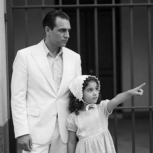 Serious Man and Curious Girl Portrait