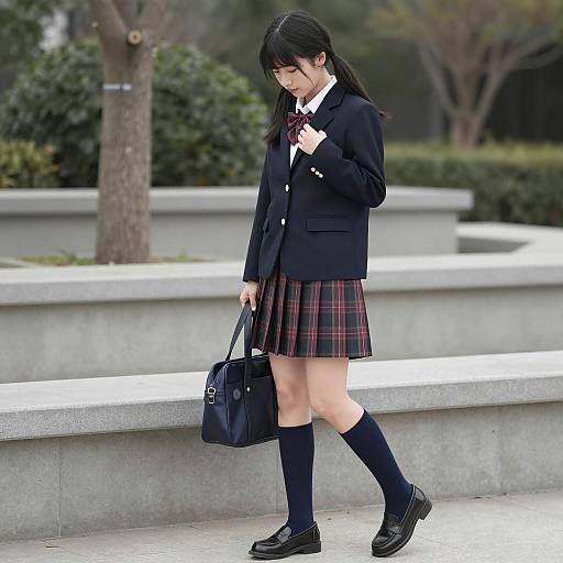 Japanese Schoolgirl in Outdoor Setting
