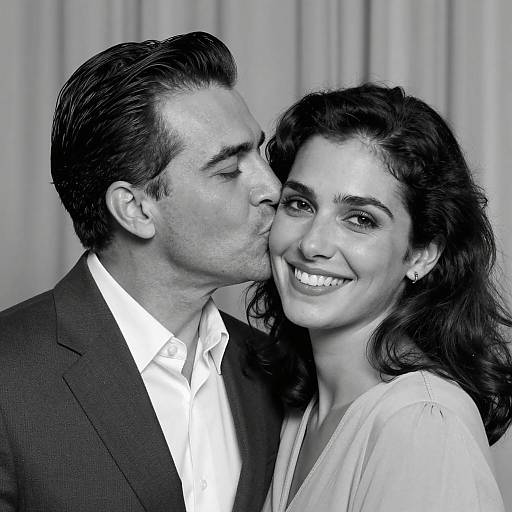 Intimate Black and White Kiss Moment