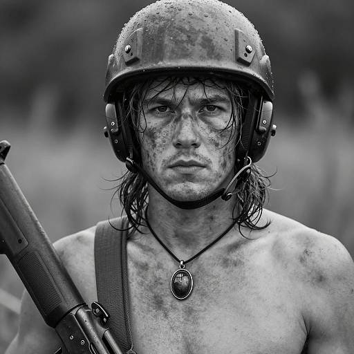 Intense Survivalist in Rugged Terrain