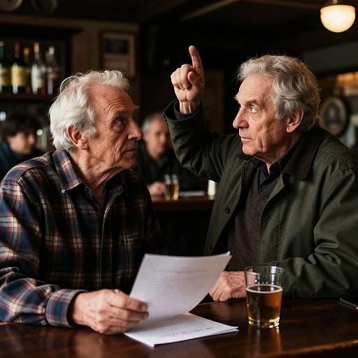 Intense Conversation in a Dim Bar