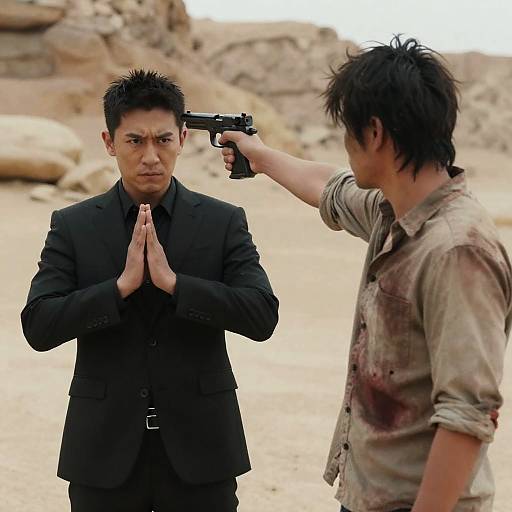 Dramatic Desert Standoff Between Two Men