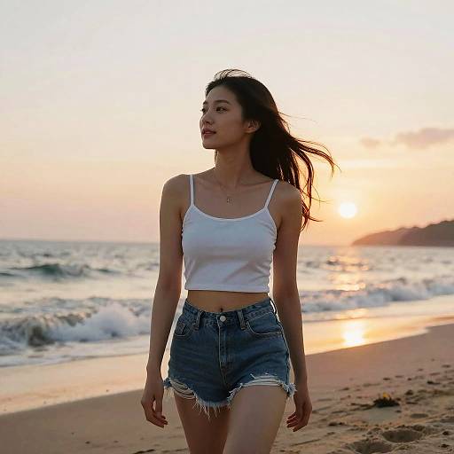 Serene Asian Beach Sunset Scene