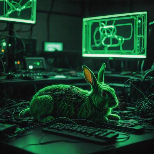 Cinematic Cyberpunk Rabbit on Desk Cinematic Cyberpunk Rabbit on Desk