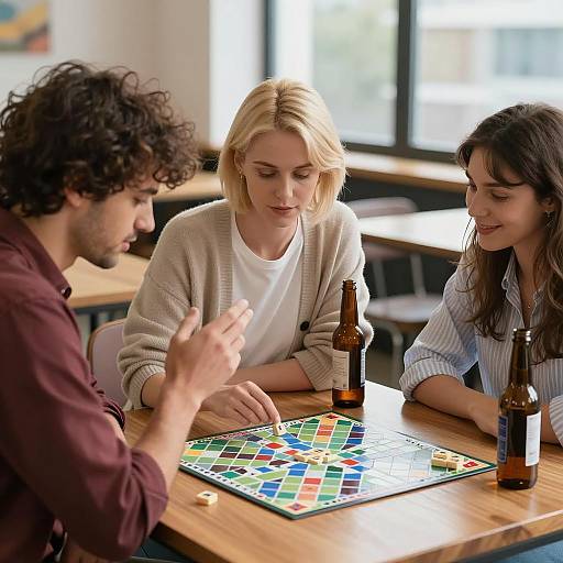 Friends Enjoying a Game of Scrabble