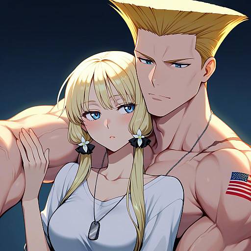 Illustration of Guile, street fighter in the style of Tsu (lovesick1964)