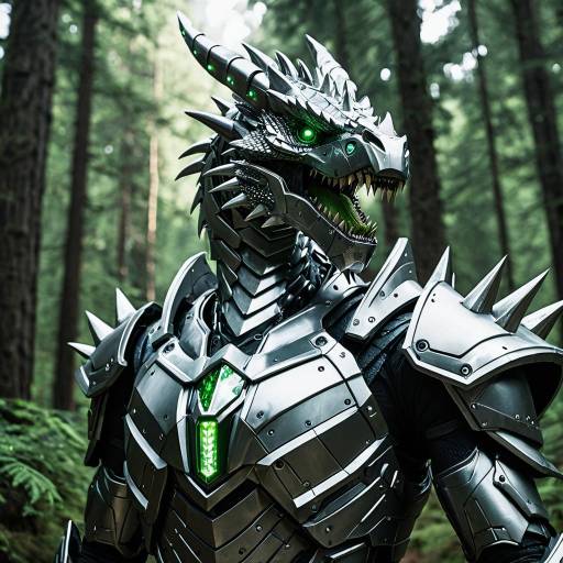 Anthropomorphic Robot Dragon in Armor