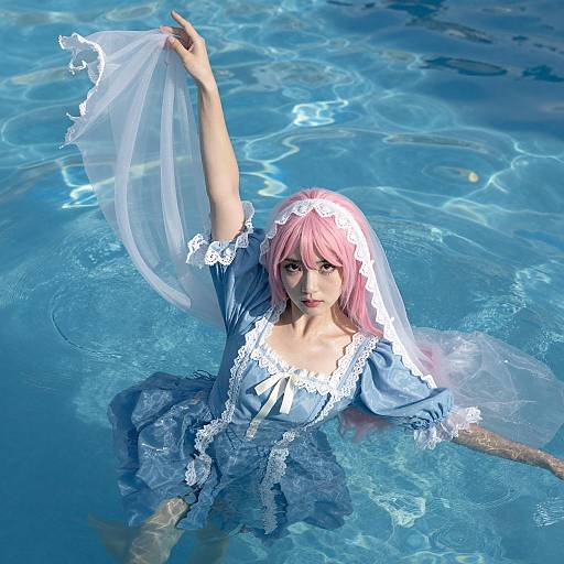 Ethereal Woman in Blue Water