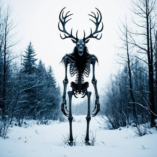 Wendigo Skeleton in Snowy Forest
