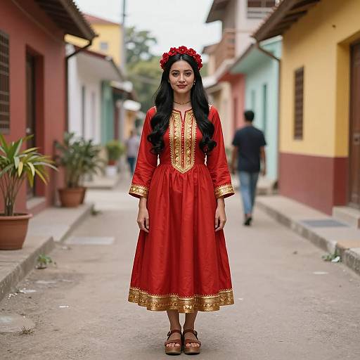 Charming Little Woman in Vibrant Streets