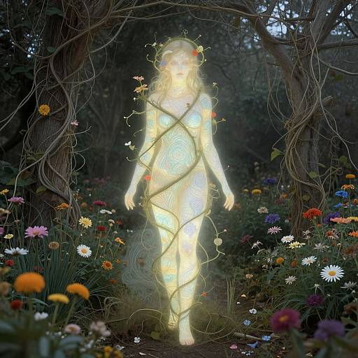 Surreal Feminine Garden Embrace