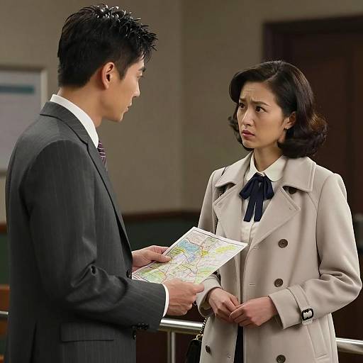 Man Showing Map to Woman Indoors