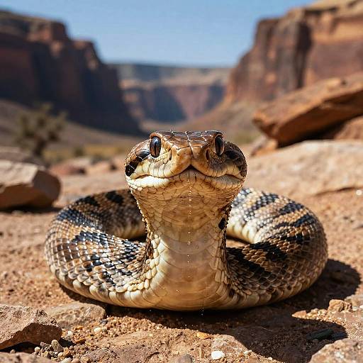 Hyperrealistic Rattlesnake Portrait in Canyon