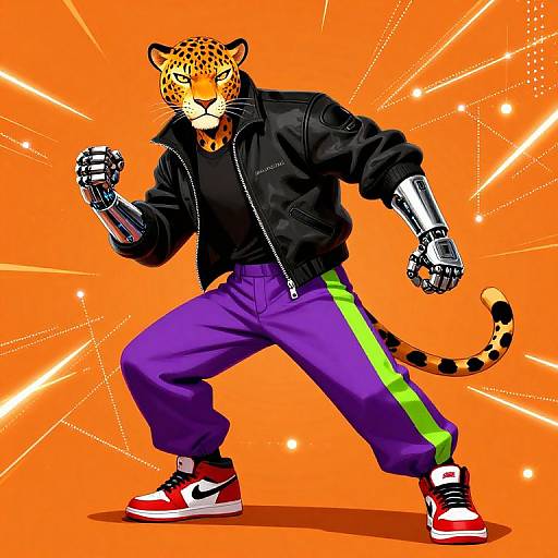 Vibrant Anthropomorphic Leopard Streetwear