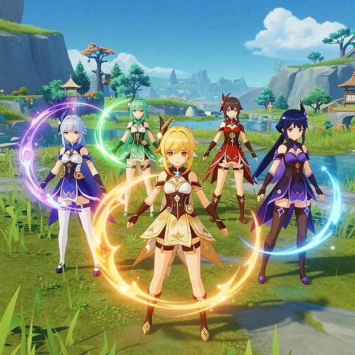 Genshin Girls in Magical Landscapes