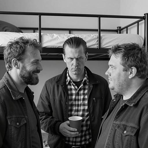 Candid Black and White Bunk Bed Scene