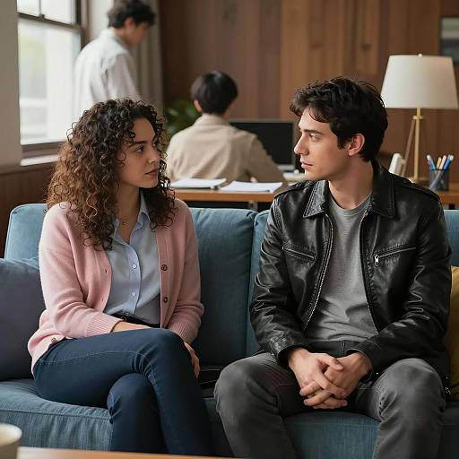 Cozy Scene on a Blue Sofa