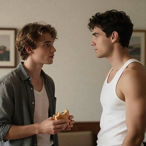 Two Men in Focused Conversation