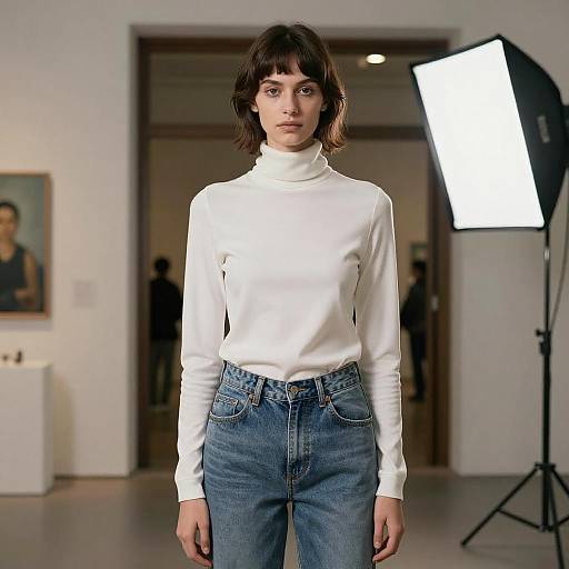 Shag Cut Model in Minimalist Fashion