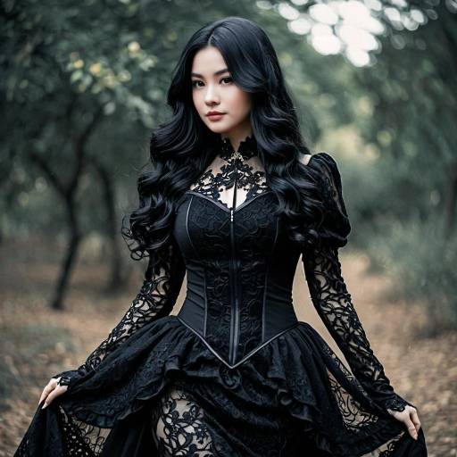 Elegant Black Lace Cosplay Costume Design
