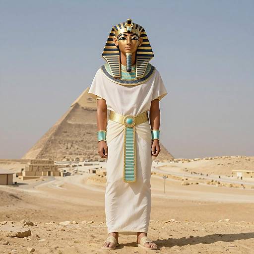 Ancient Egyptian Pharaoh Costume in Desert