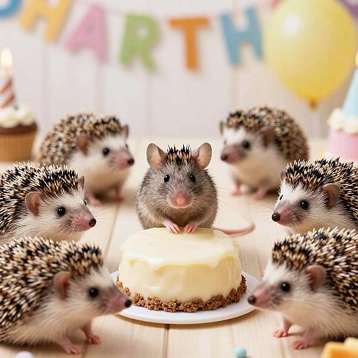 Mouse Birthday Party with Hedgehogs