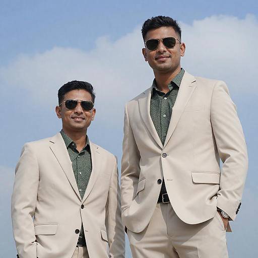 Stylish Duo Against Blue Sky