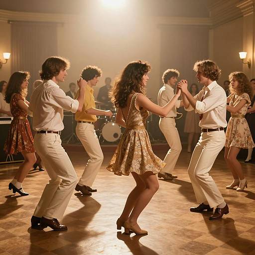 Energetic 1970s Dance Party Scene