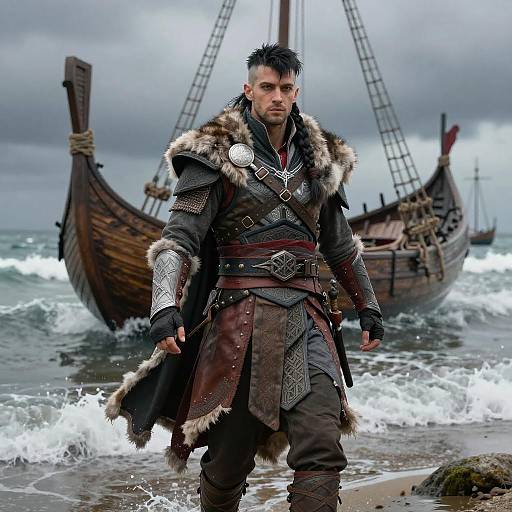 Norse Assassin Cosplay on Stormy Shore