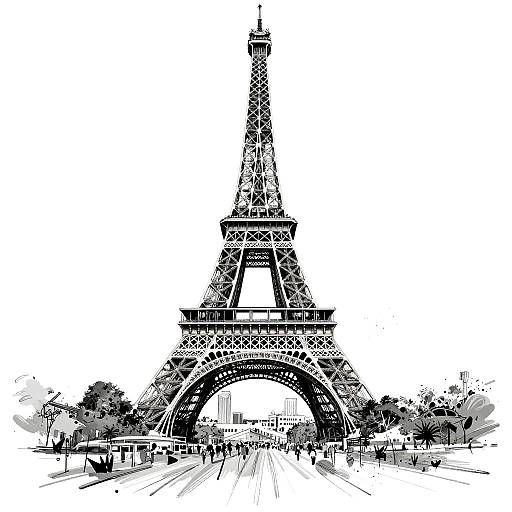 Monochrome Sketch of Eiffel Tower