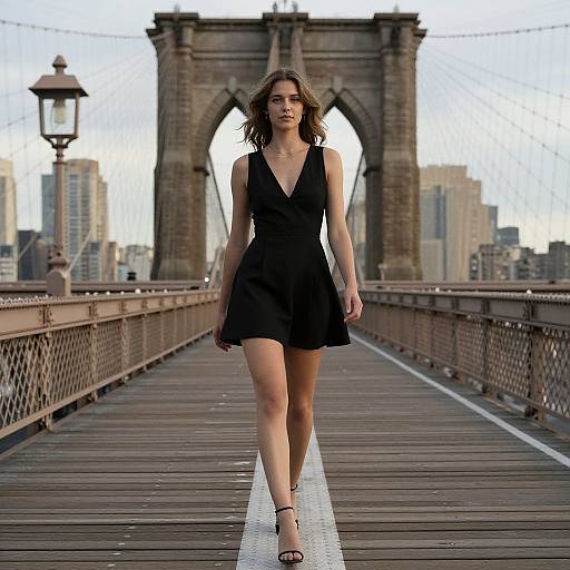 Supermodel on Brooklyn Bridge Walk