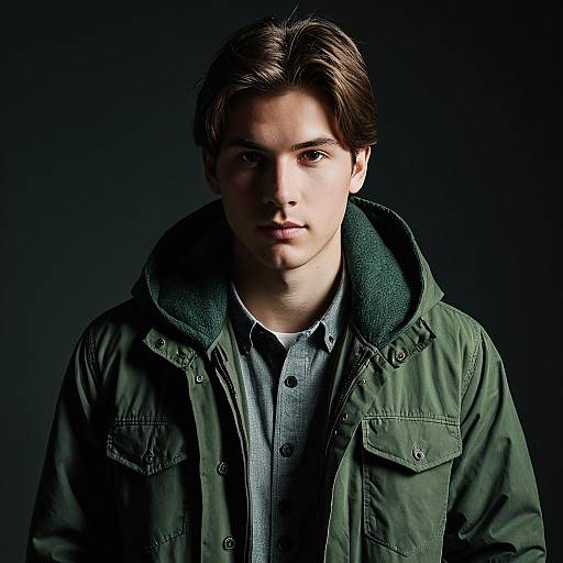 Portrait of Young Man in Hooded Jacket