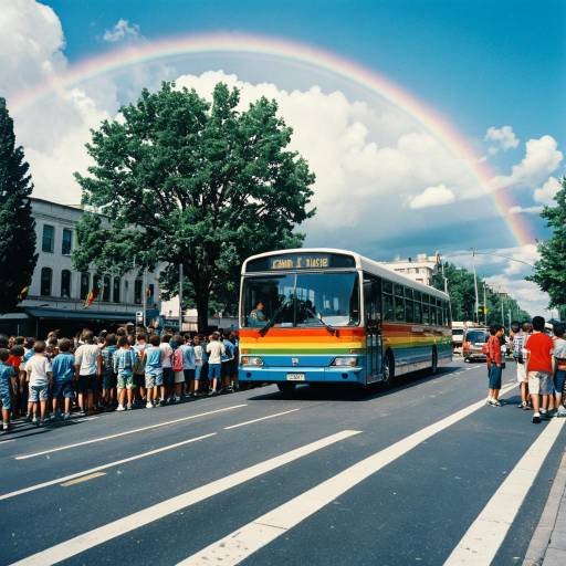 Colorful City Scene with Kids and Vehicles