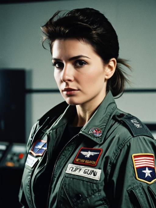 Woman in Top Gun Costume Portrait