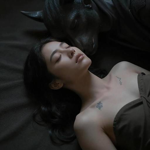 Serenity in Shadows: Woman and Figure