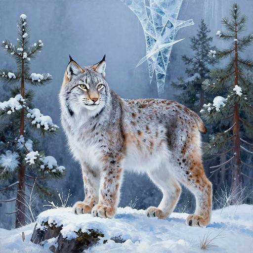 Ice Painting of Polar Lynx Spirit