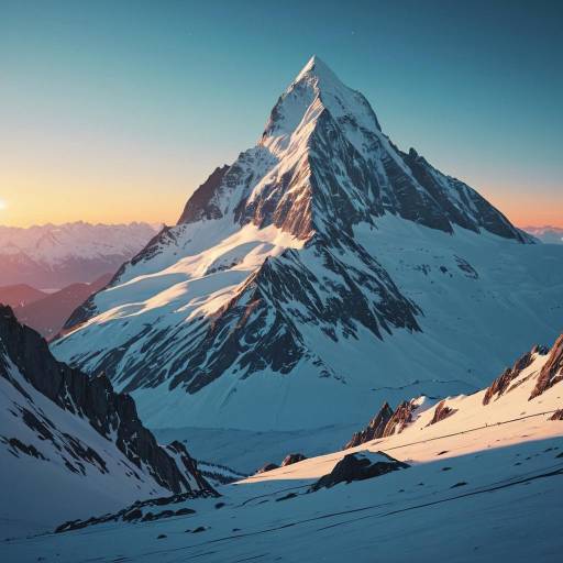 Radiant Snowy Mountain Peak at Sunrise Radiant Snowy Mountain Peak at Sunrise