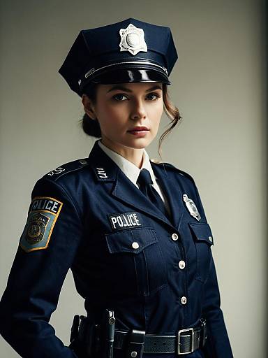 Stylish Cinematic Policewoman Dramatic Portrait
